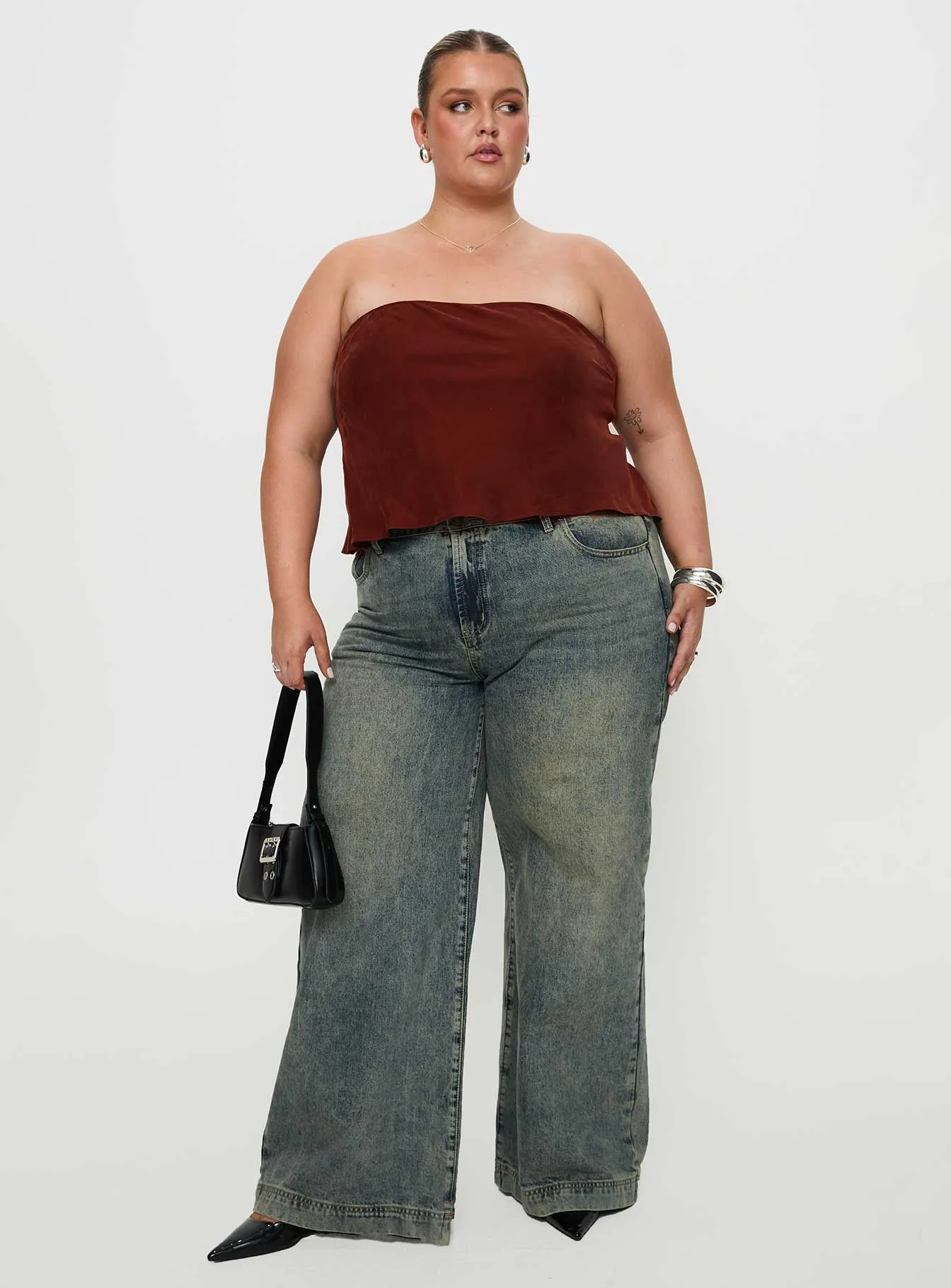 Lucelia Strapless Top Brown Curve sold by Princess Polly product image thumbnail 3