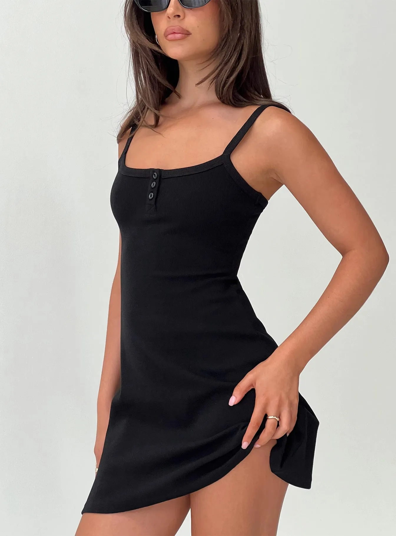 Baseline Rib Mini Dress Black sold by Princess Polly