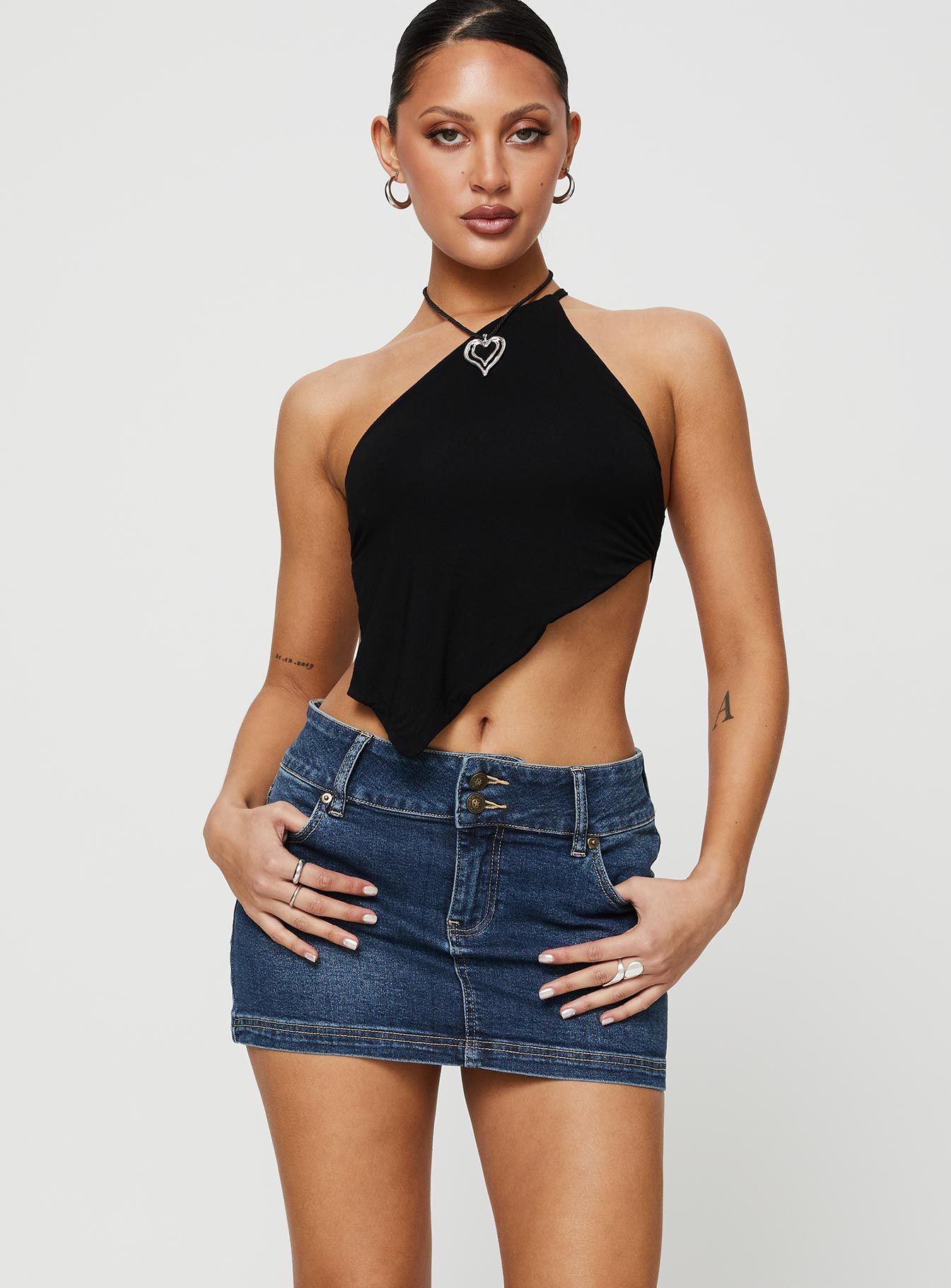 Faya Low Rise Denim Mini Skirt Dark Blue sold by Princess Polly product image thumbnail 2