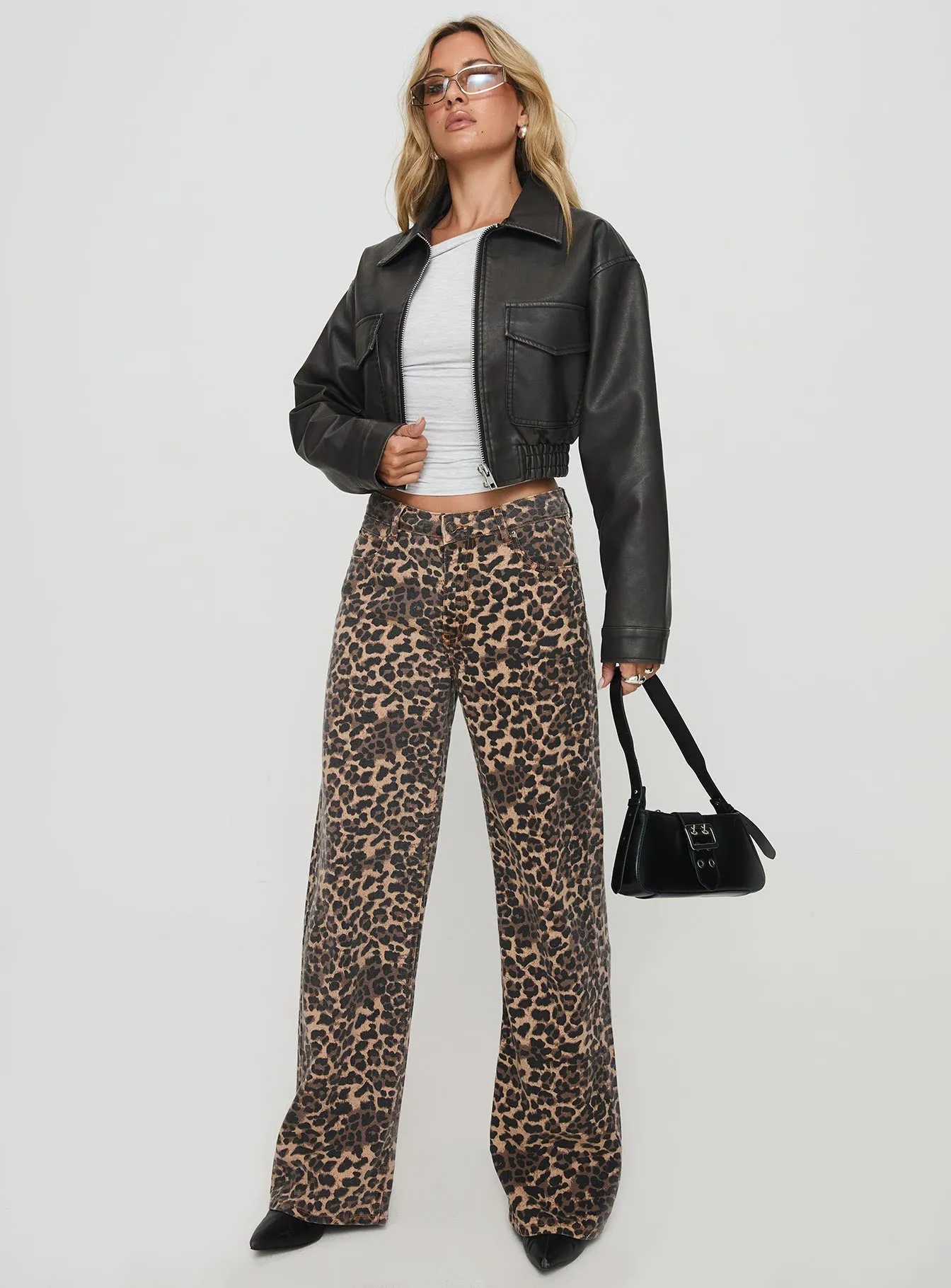 Eavar Faux Leather Jacket Washed Black sold by Princess Polly product image thumbnail 2