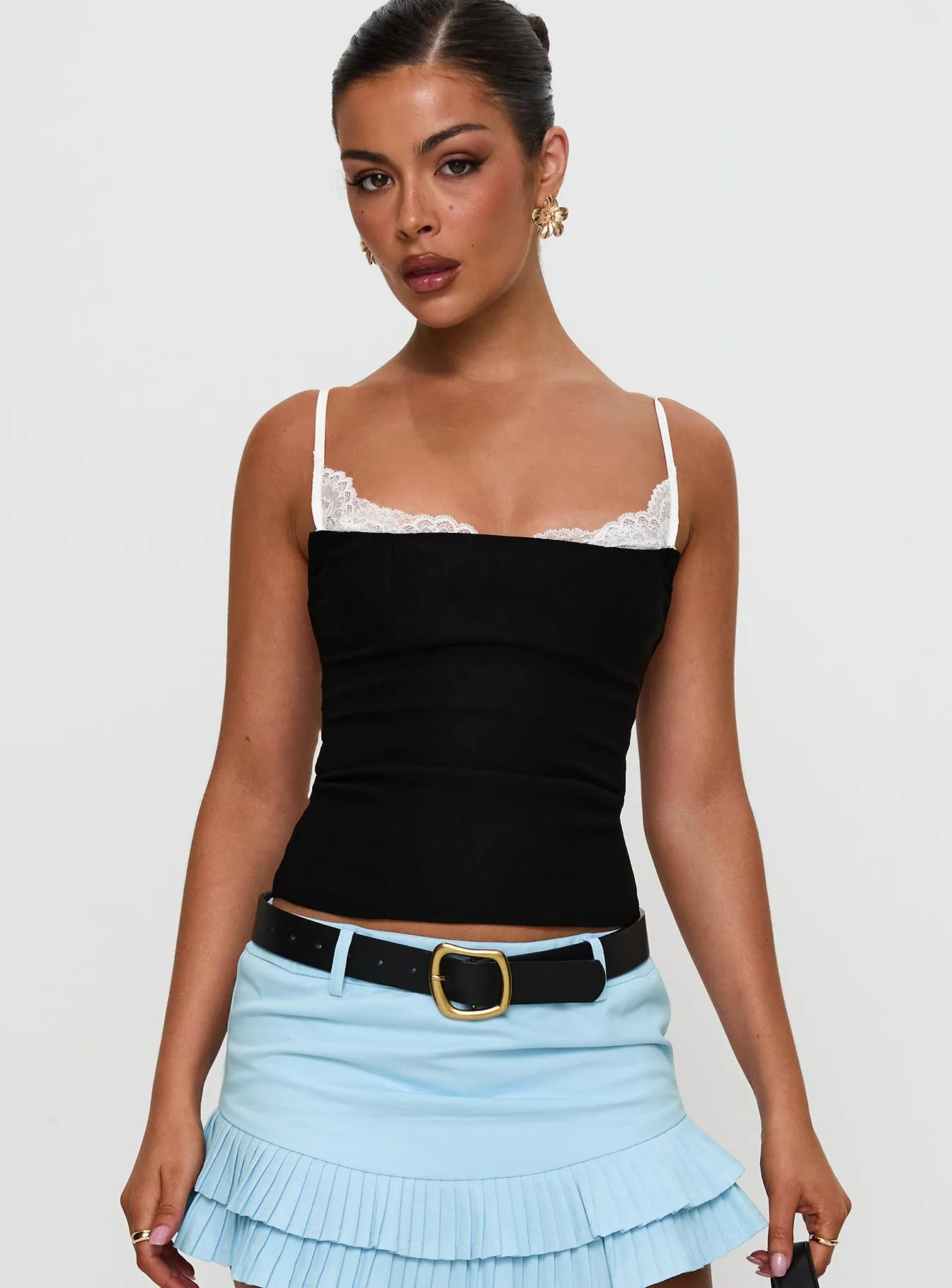 Renaissance Corset Lace Top Black / White sold by Princess Polly product image thumbnail 2