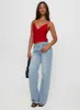 Hawke Frayed Mid Rise Straight Leg Jeans Mid Blue sold by Princess Polly
