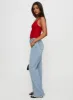 Hawke Frayed Mid Rise Straight Leg Jeans Mid Blue sold by Princess Polly