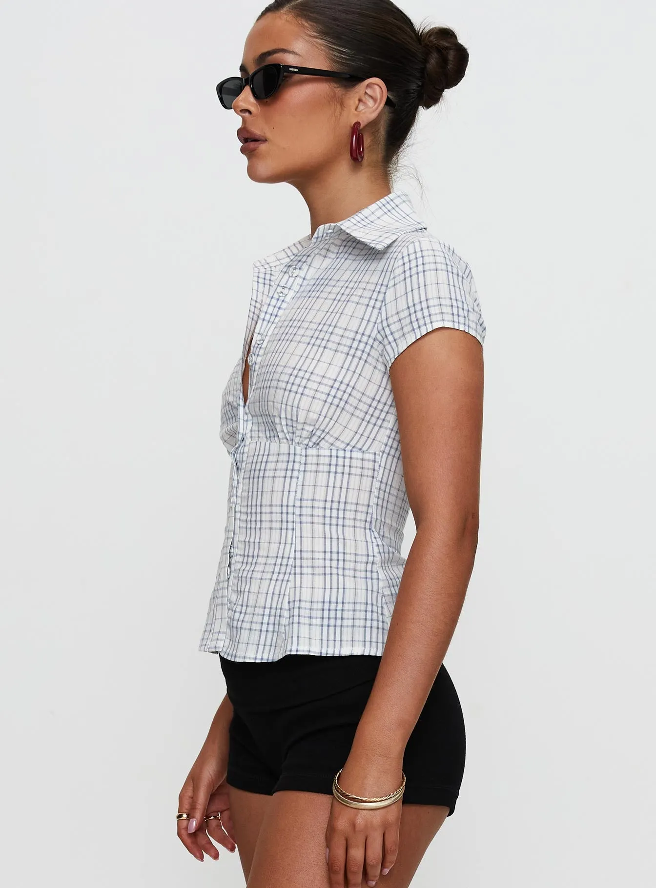 Cottesloe Blouse Top Blue Check sold by Princess Polly product image thumbnail 4