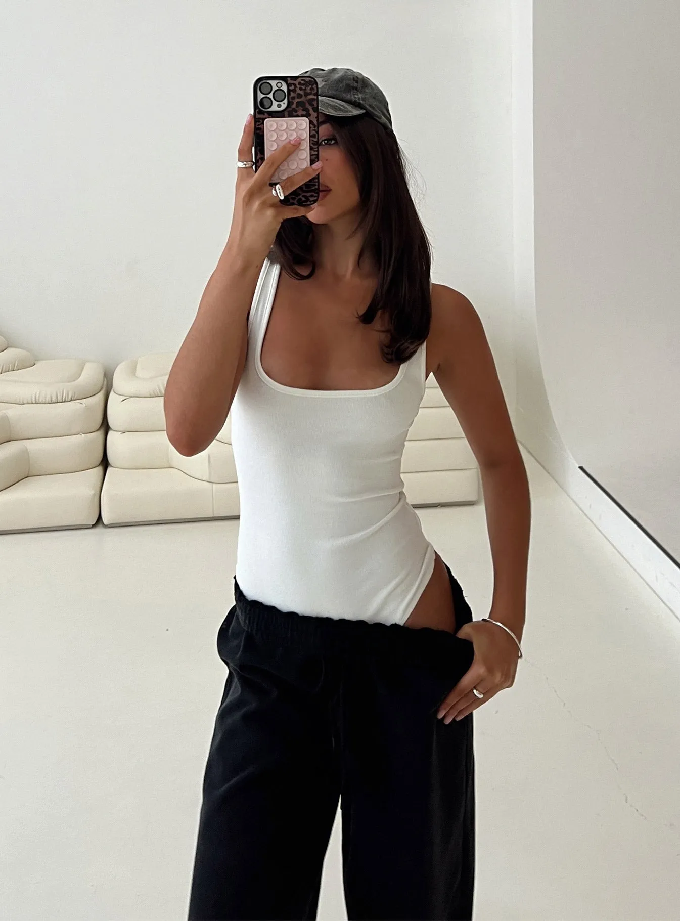 Baseline Rib Bodysuit White sold by Princess Polly