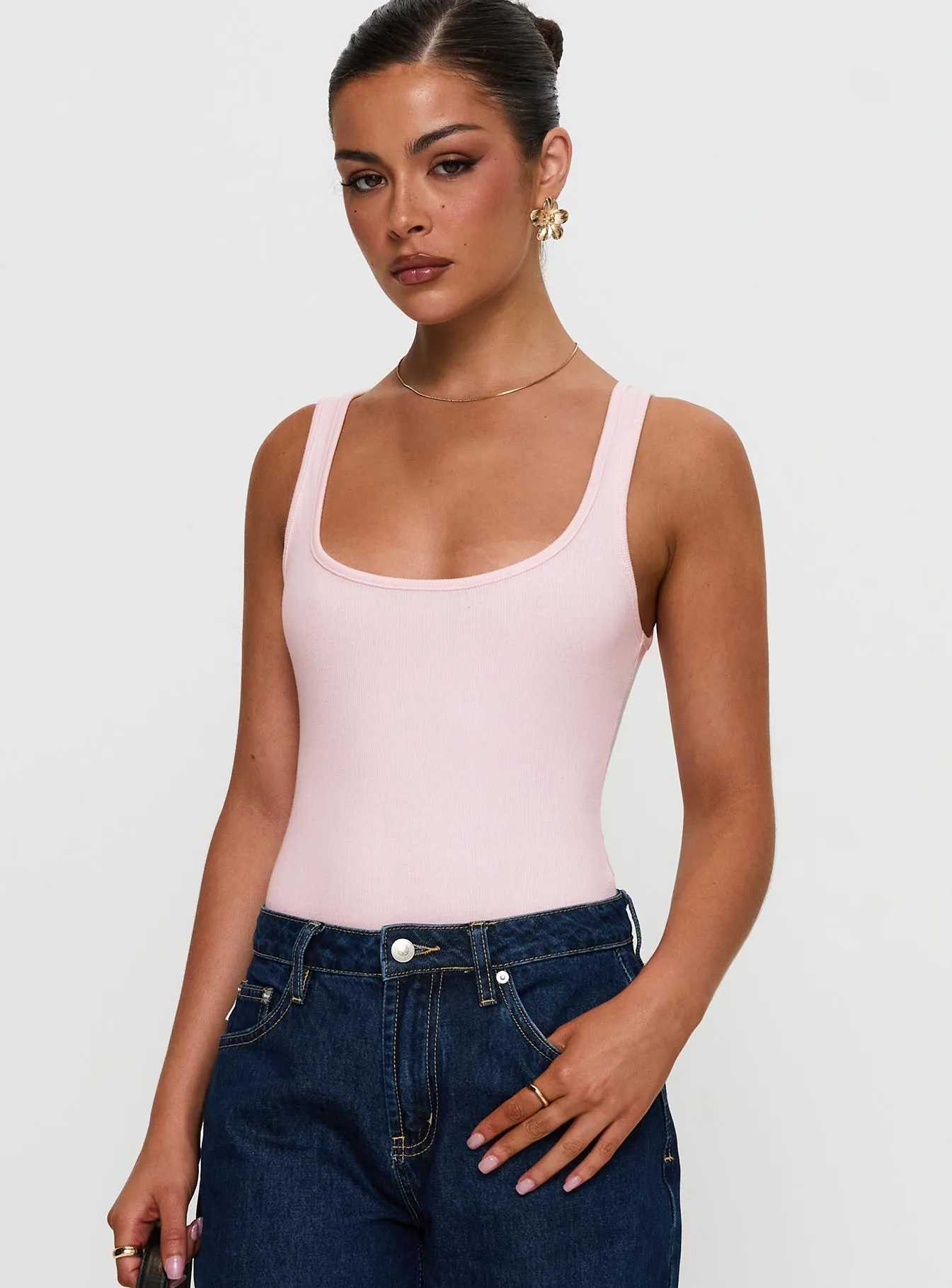 Baseline Rib Bodysuit Pink sold by Princess Polly product image thumbnail 2