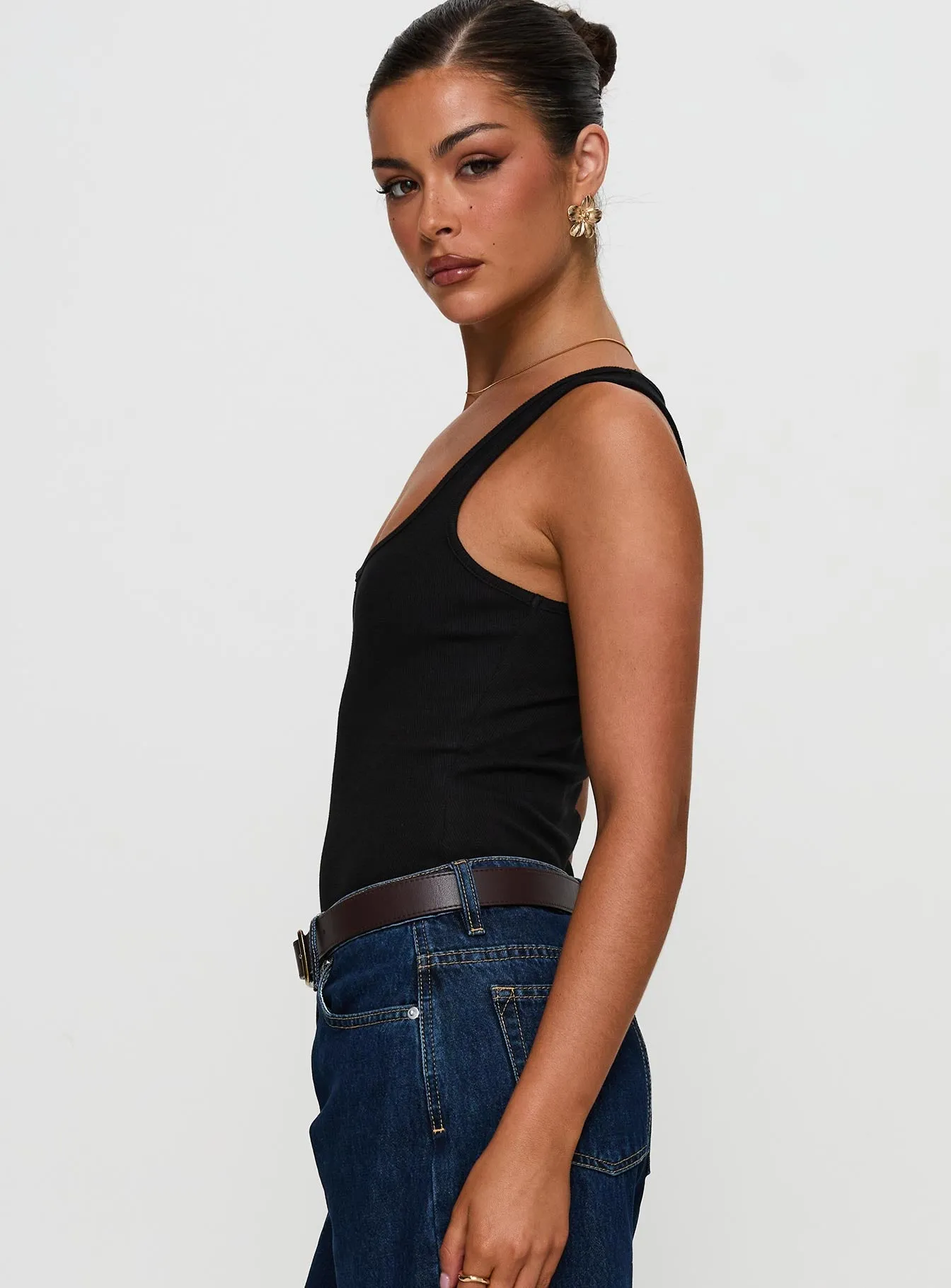 Baseline Rib Bodysuit Black sold by Princess Polly product image thumbnail 4