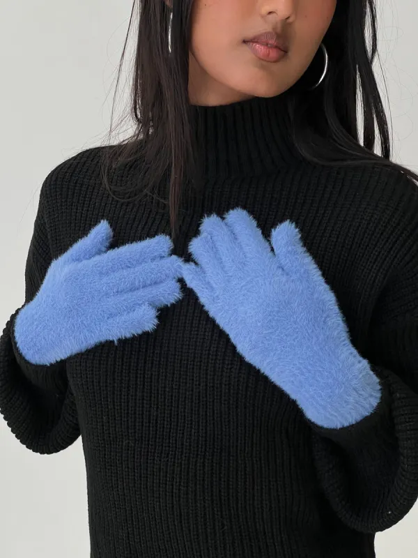 Prichard Fluffy Gloves Blue sold by Princess Polly