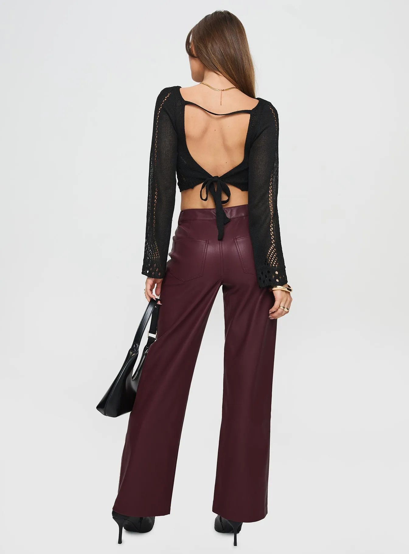 Dempsey Faux Leather Pants Deep Cherry sold by Princess Polly product image thumbnail 5
