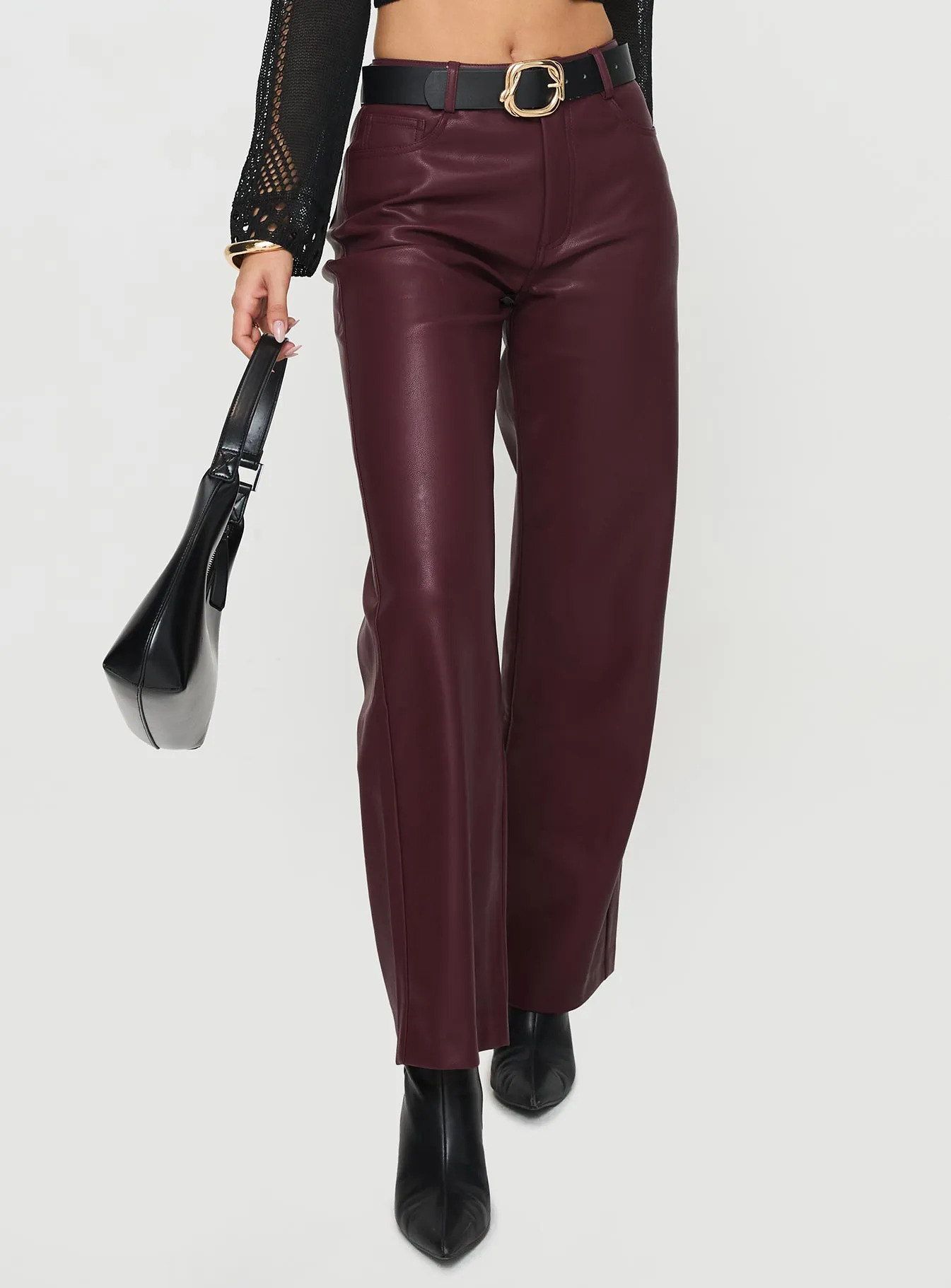 Dempsey Faux Leather Pants Deep Cherry sold by Princess Polly product image thumbnail 2