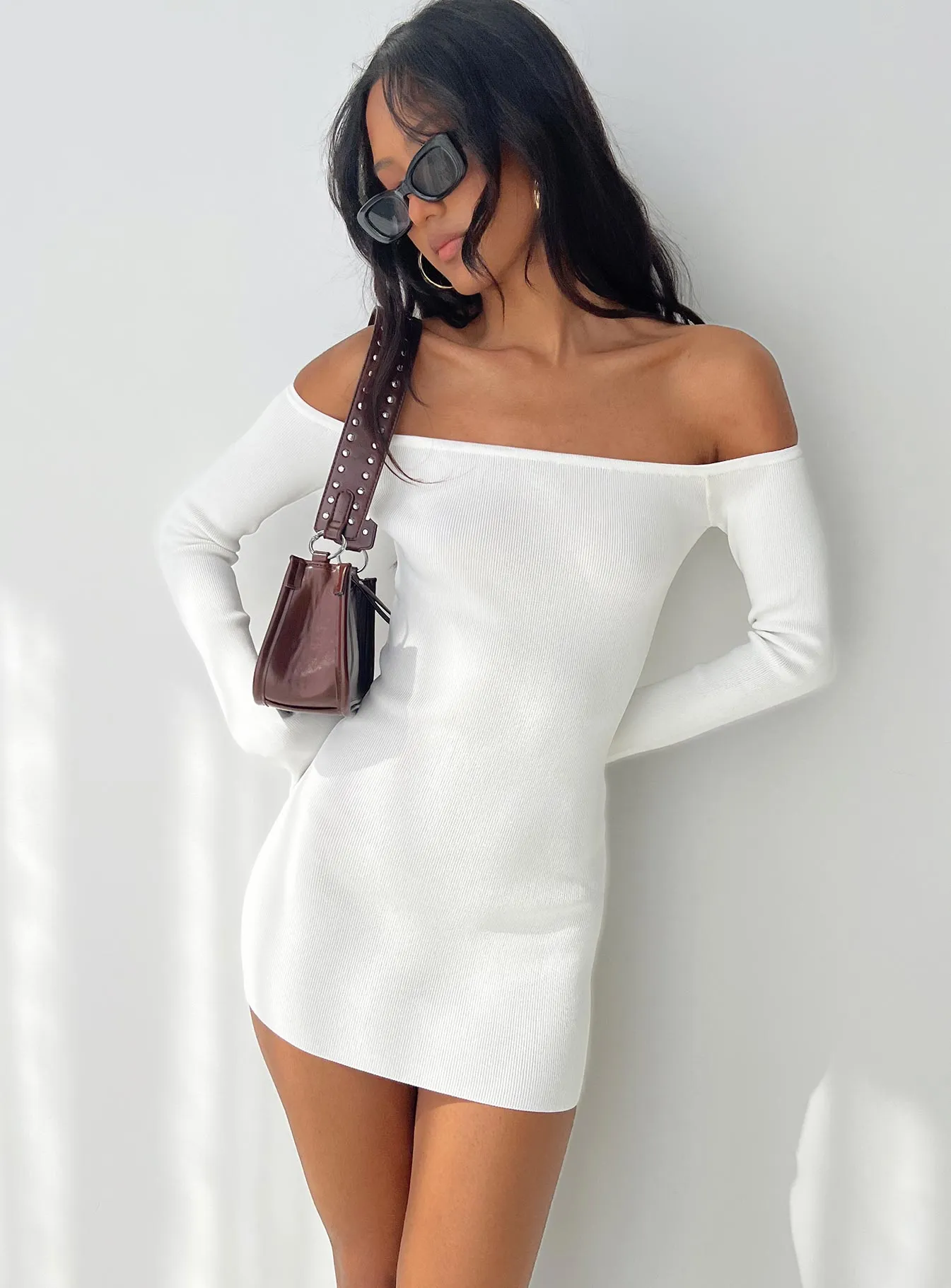 Parisa Long Sleeve Mini Dress White sold by Princess Polly