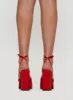 Everlasting Satin Platform Heels Red sold by Princess Polly