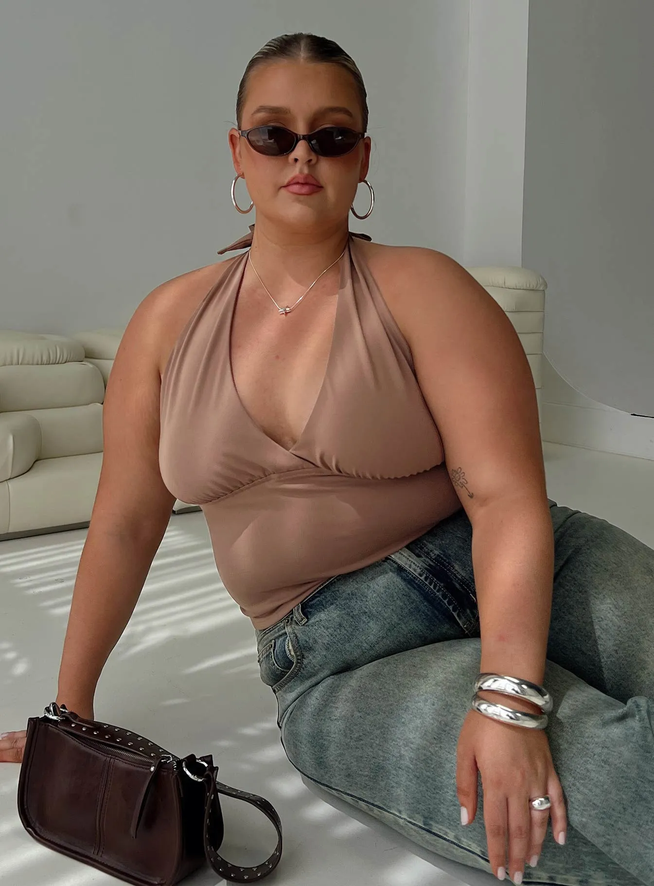 Whimsy Halter Top Chocolate Curve sold by Princess Polly