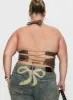 Treat You Better Ring Detail Faux Leather Top Brown Curve sold by Princess Polly