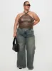 Treat You Better Ring Detail Faux Leather Top Brown Curve sold by Princess Polly