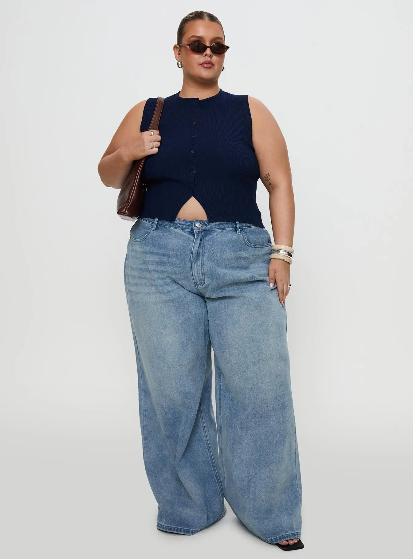 Suzu Sleeveless Knit Top Navy Curve sold by Princess Polly product image thumbnail 2