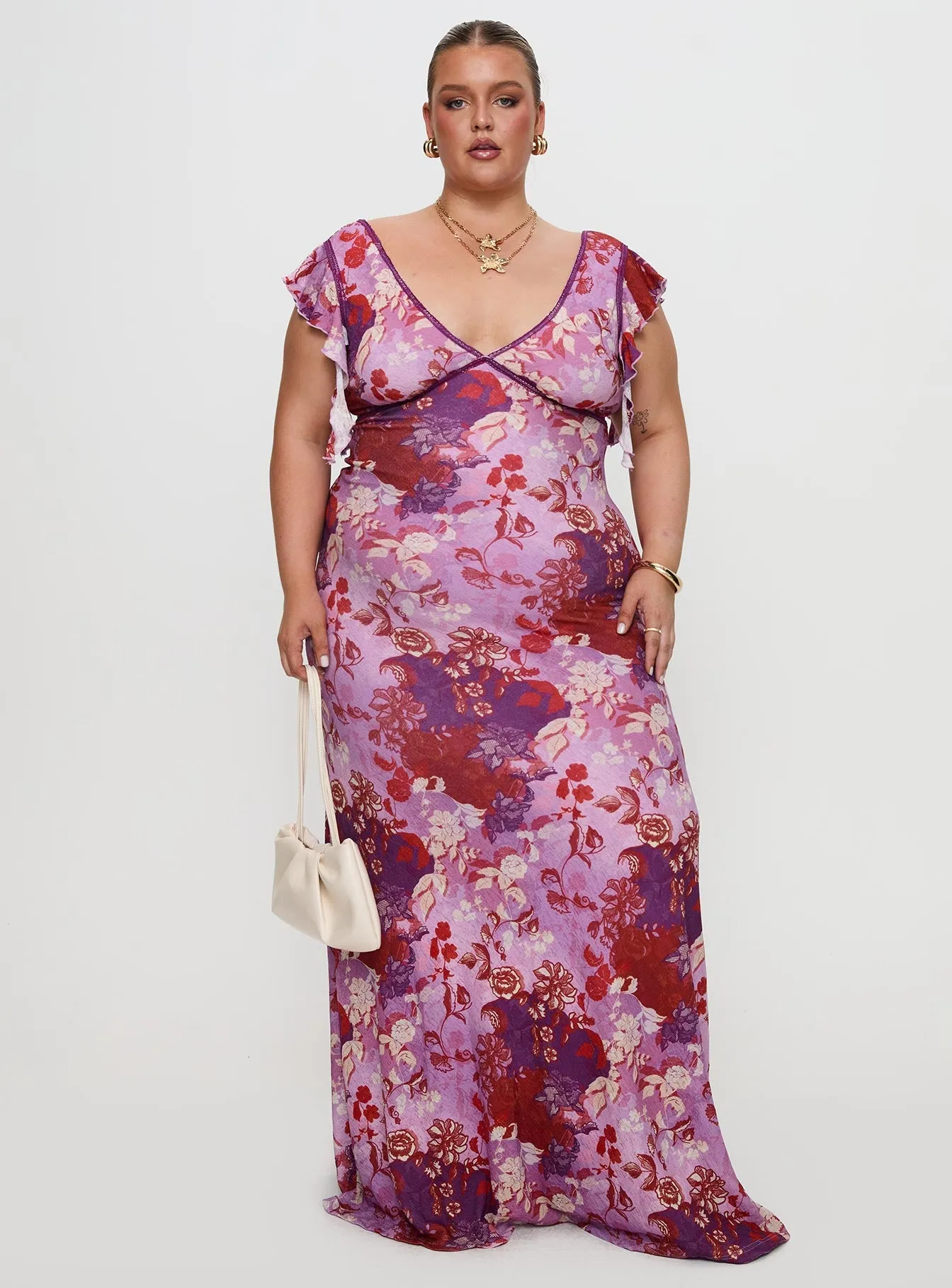 Soleila Maxi Dress Purple Multi Curve sold by Princess Polly product image thumbnail 2