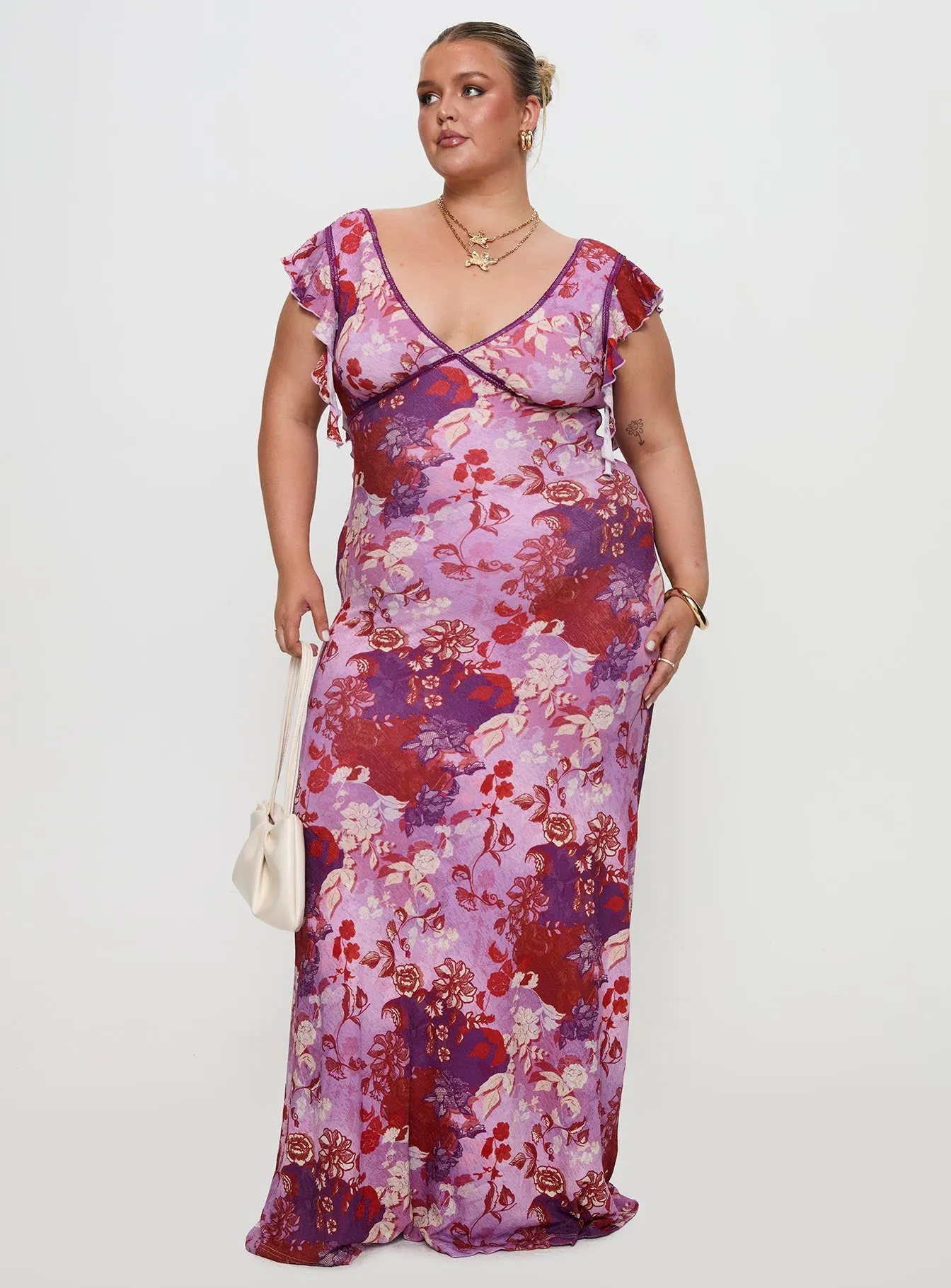 Soleila Maxi Dress Purple Multi Curve sold by Princess Polly product image thumbnail 3