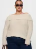 Parkley Boucle Off The Shoulder Cream Curve sold by Princess Polly