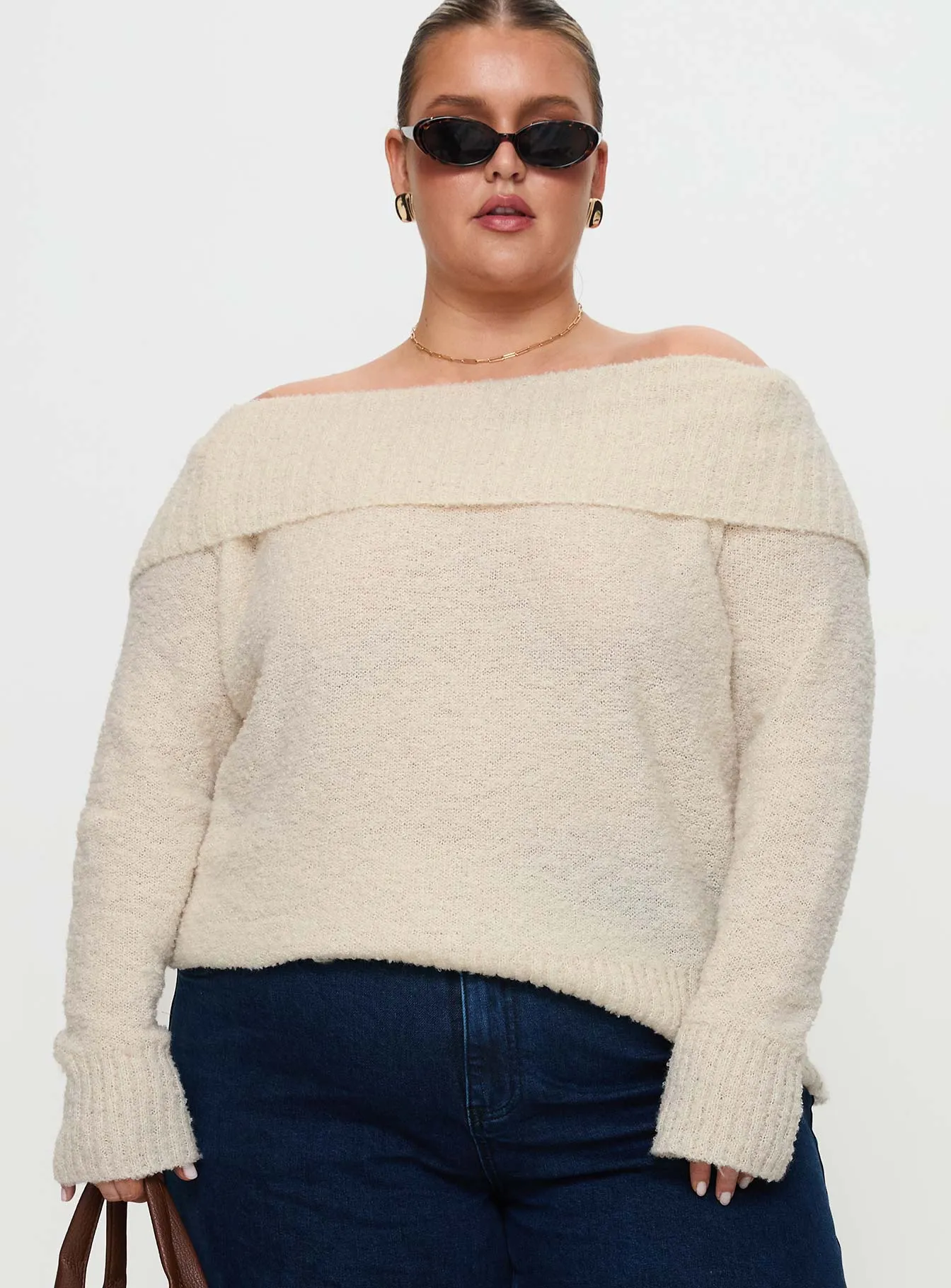Parkley Boucle Off The Shoulder Cream Curve sold by Princess Polly product image thumbnail 2