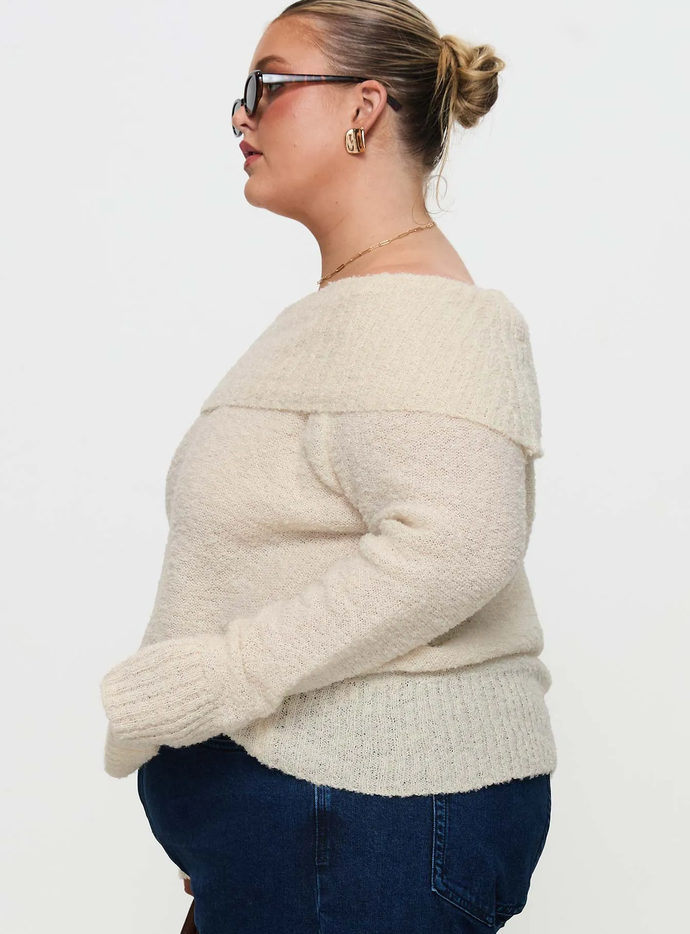 Parkley Boucle Off The Shoulder Cream Curve sold by Princess Polly product image thumbnail 4