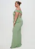 Gwendolen Off The Shoulder Maxi Dress Green Curve sold by Princess Polly