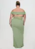 Gwendolen Off The Shoulder Maxi Dress Green Curve sold by Princess Polly