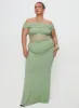 Gwendolen Off The Shoulder Maxi Dress Green Curve sold by Princess Polly