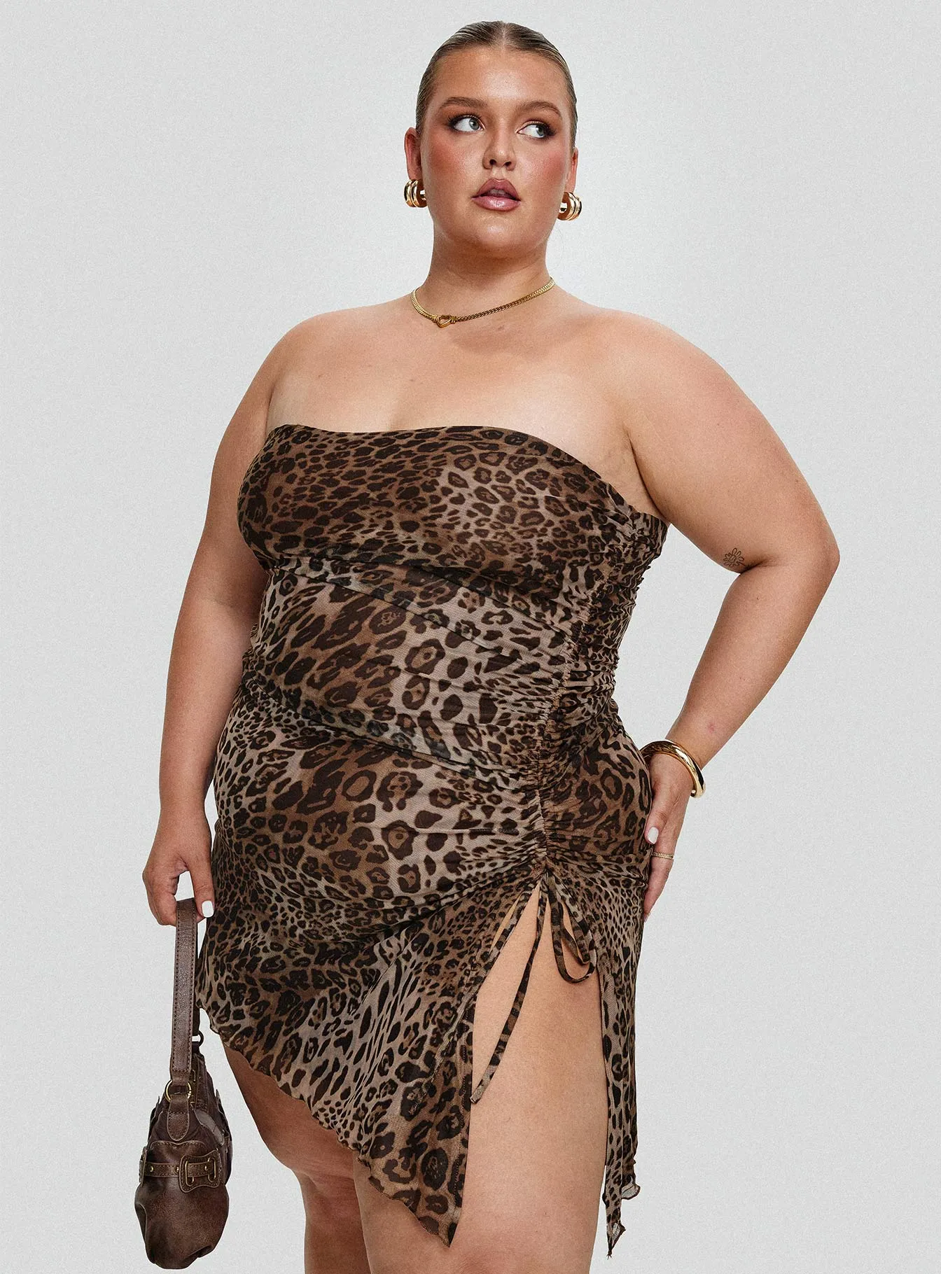 Donelli Mini Dress Leopard Curve sold by Princess Polly