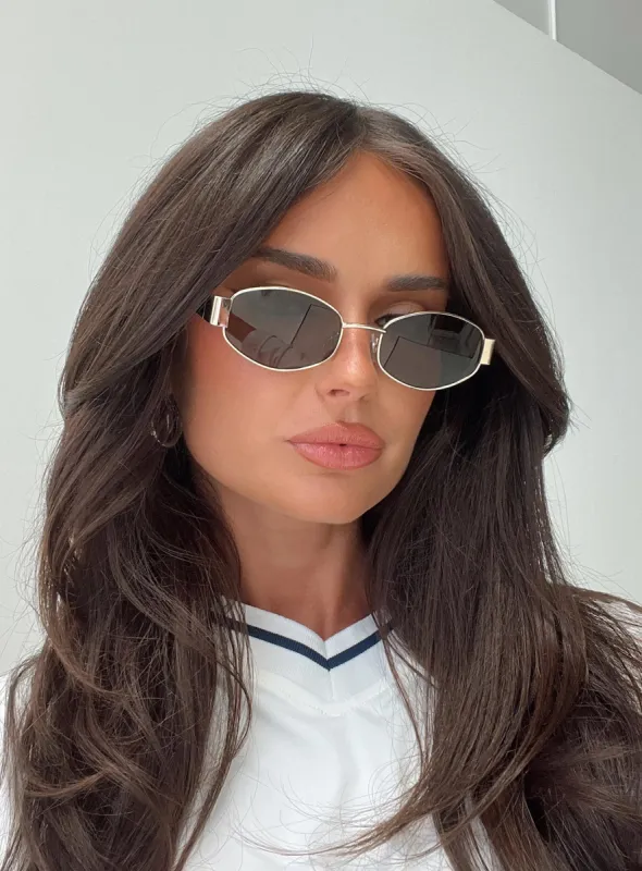 Since New York Sunglasses Gold / Brown sold by Princess Polly