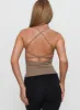 Layup Active Longline Cross Back Top Taupe sold by Princess Polly