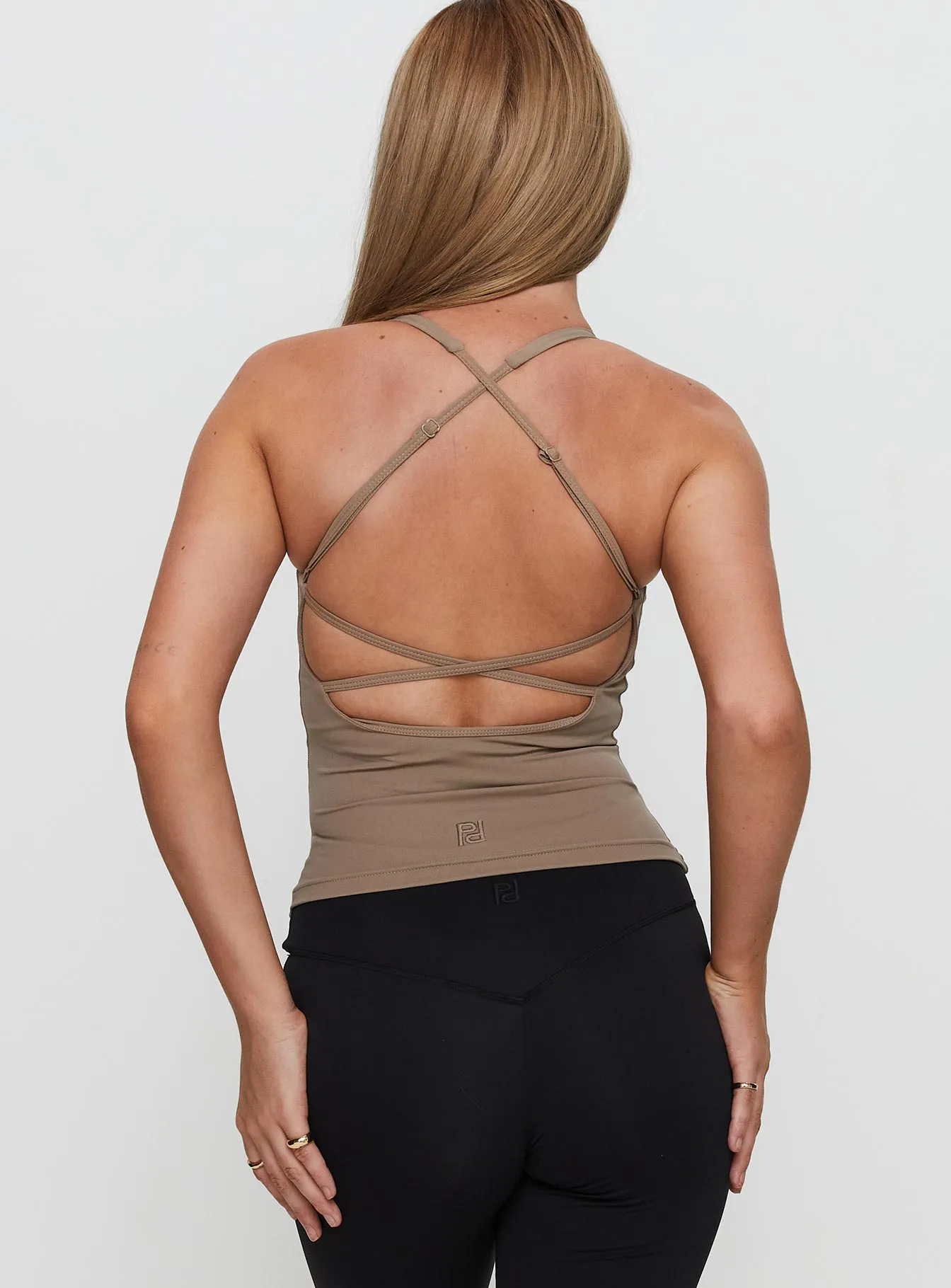 Layup Active Longline Cross Back Top Taupe sold by Princess Polly product image thumbnail 5