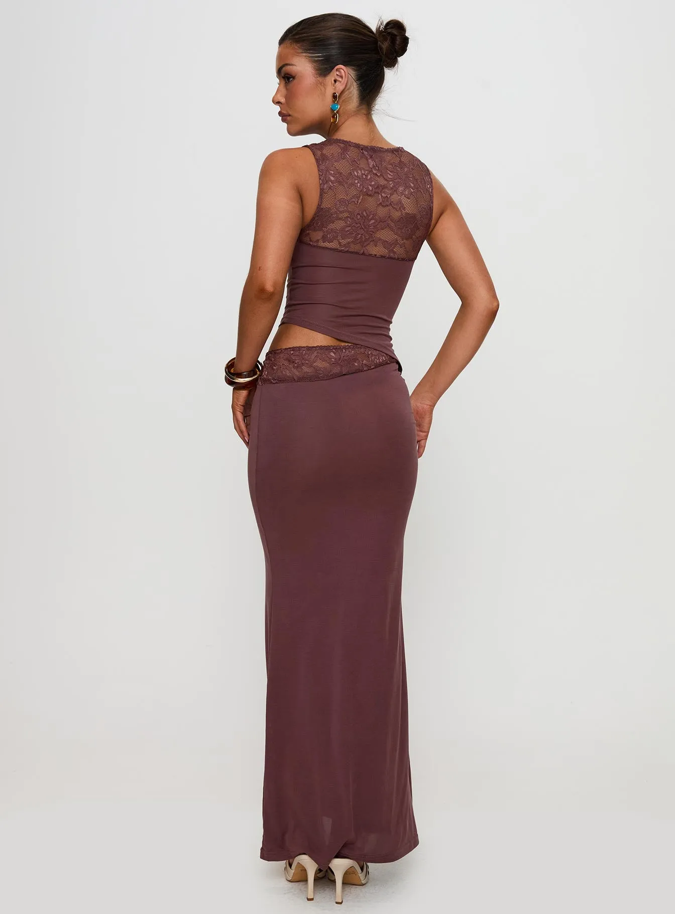 Vesperine Lace Maxi Dress Cocoa Brown sold by Princess Polly product image thumbnail 5