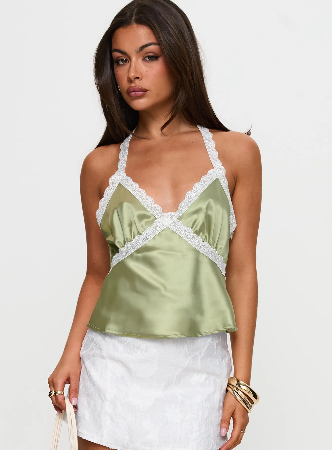 Bimbette Halter Cami Top Green sold by Princess Polly product image thumbnail 2