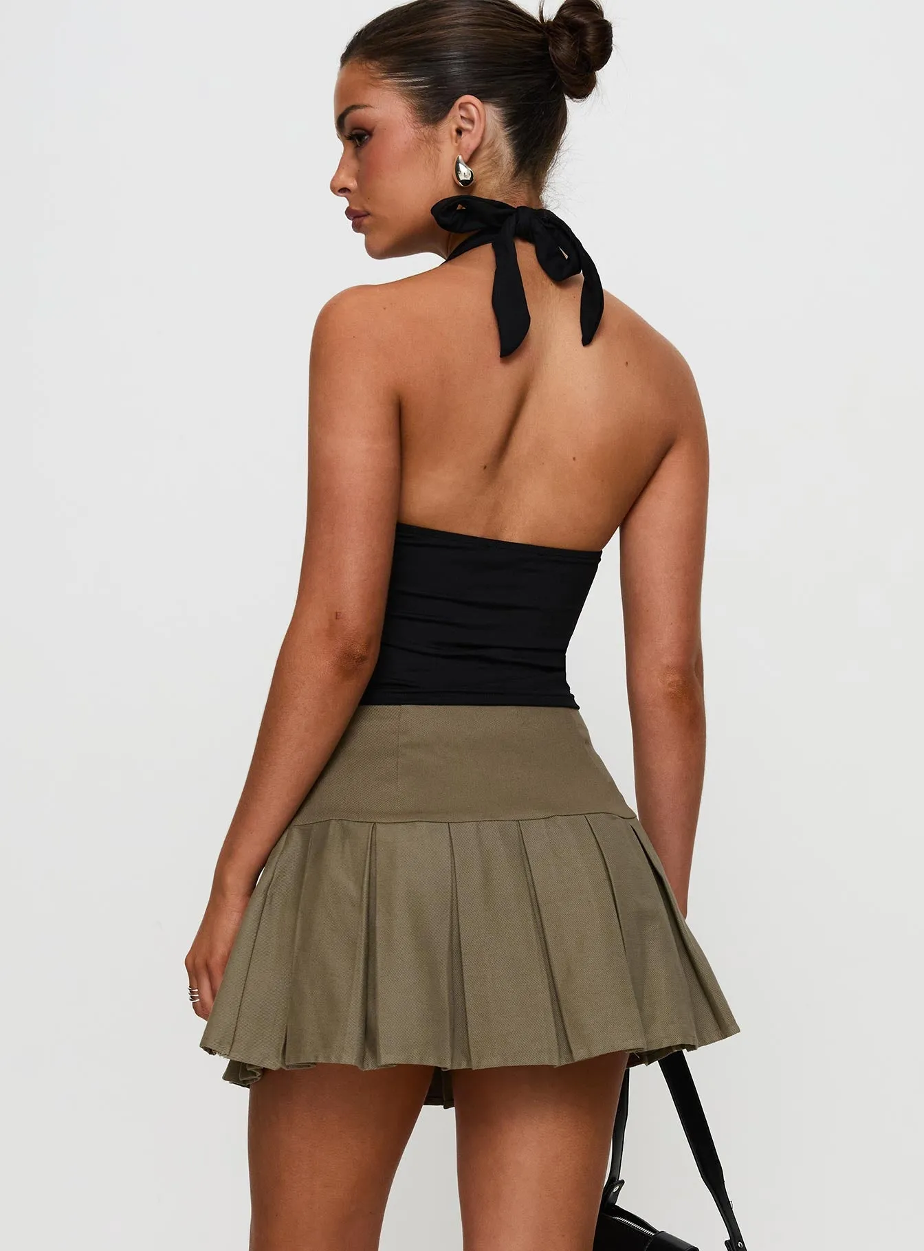 Feodora Pleat Mini Skirt Khaki sold by Princess Polly product image thumbnail 4