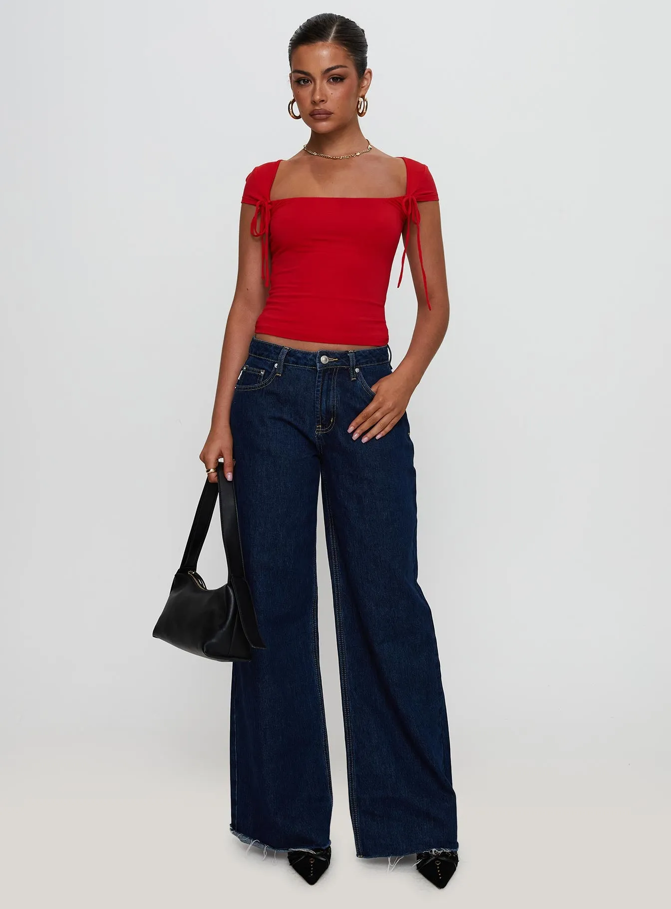 Daena Tie Detail Top Red sold by Princess Polly product image thumbnail 2