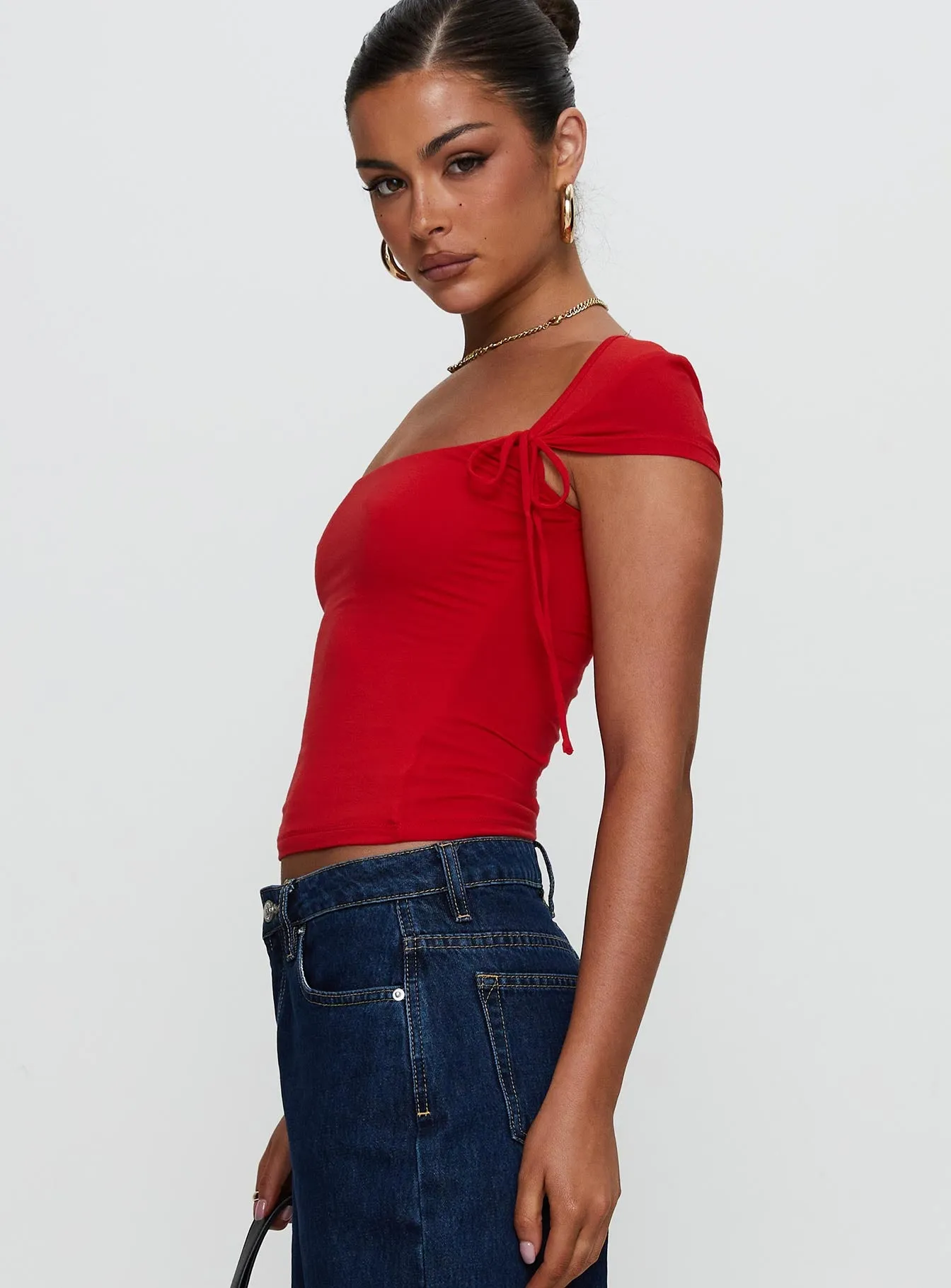 Daena Tie Detail Top Red sold by Princess Polly product image thumbnail 3