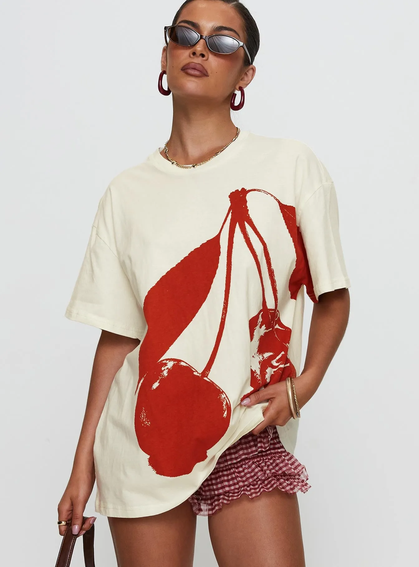 Cherrie Amore Oversized Tee White sold by Princess Polly product image thumbnail 2