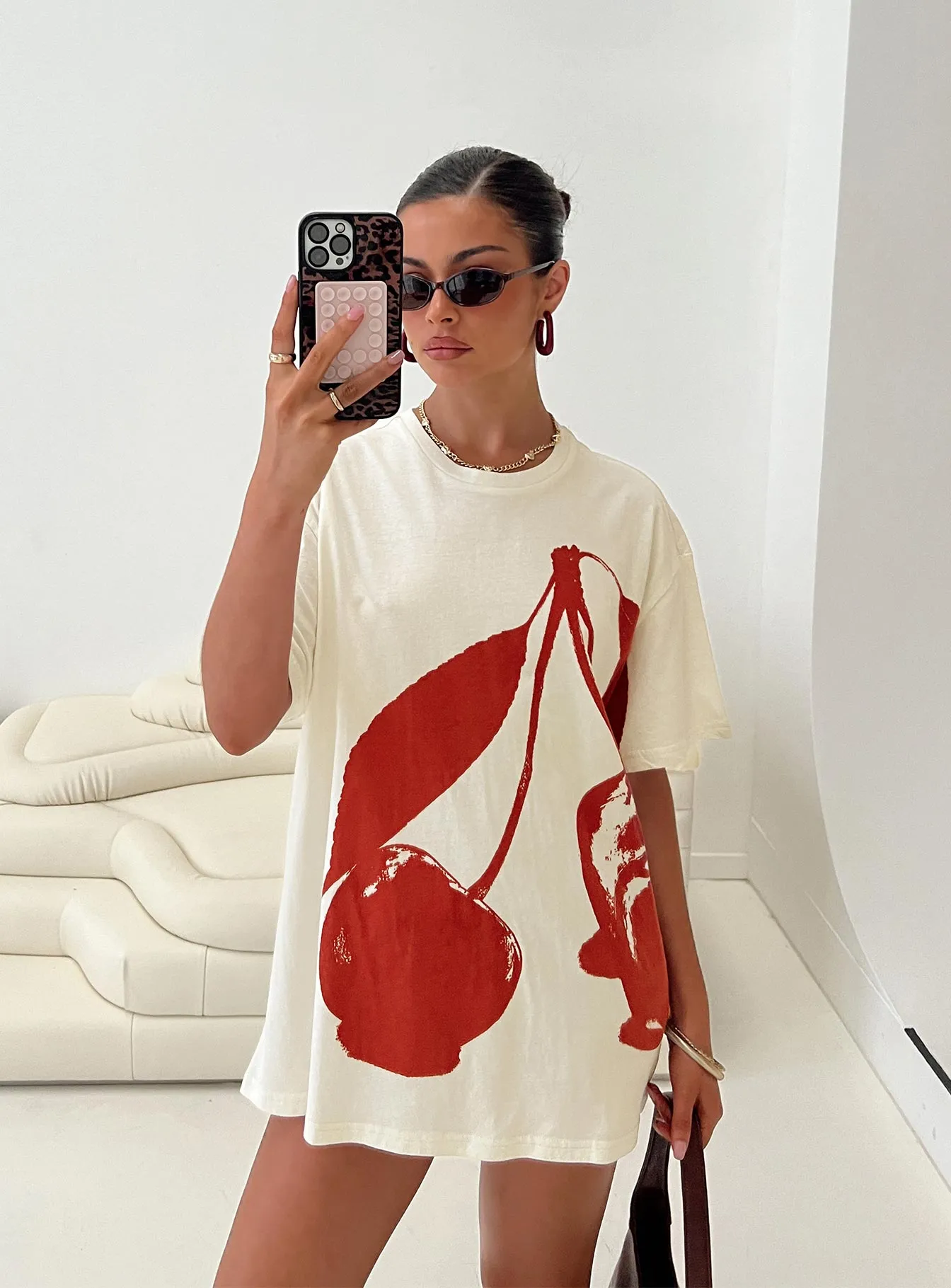Cherrie Amore Oversized Tee White sold by Princess Polly