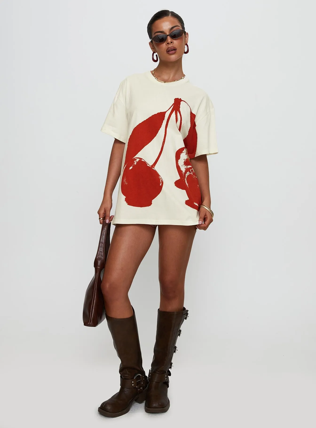 Cherrie Amore Oversized Tee White sold by Princess Polly product image thumbnail 3