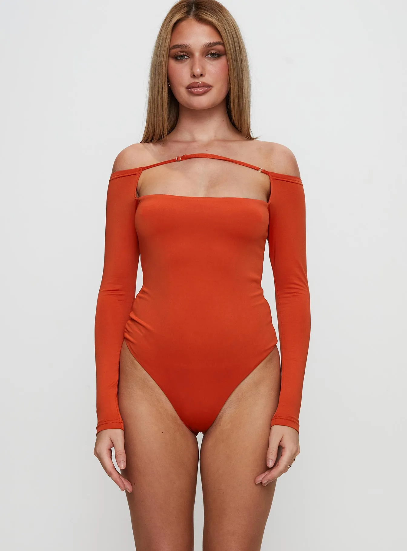 Degree Of Seperation Buckle Detail Long Sleeve Bodysuit Orange sold by Princess Polly product image thumbnail 5