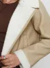 Shearling Trim Faux Leather Jacket Beige sold by Princess Polly