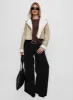 Shearling Trim Faux Leather Jacket Beige sold by Princess Polly