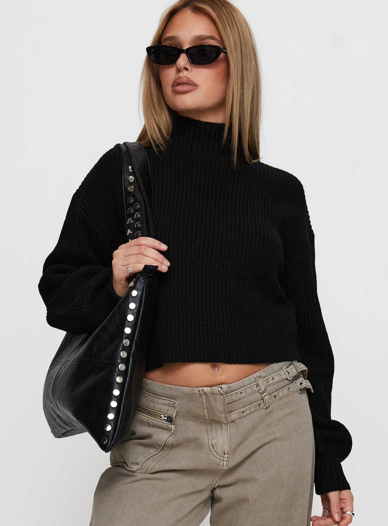 Sayge Mock Neck Knit Sweater Black sold by Princess Polly product image thumbnail 2