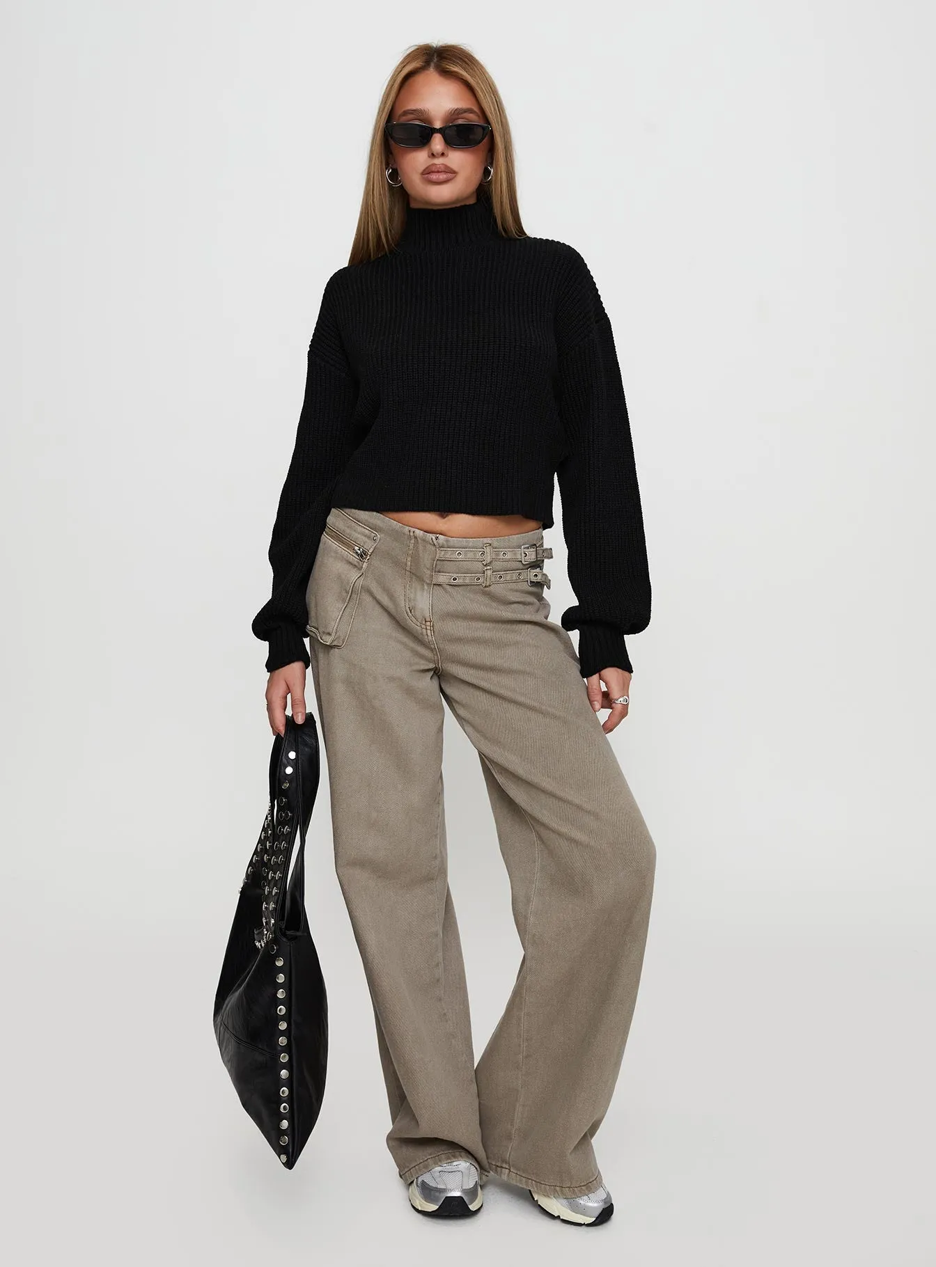 Sayge Mock Neck Knit Sweater Black sold by Princess Polly product image thumbnail 3