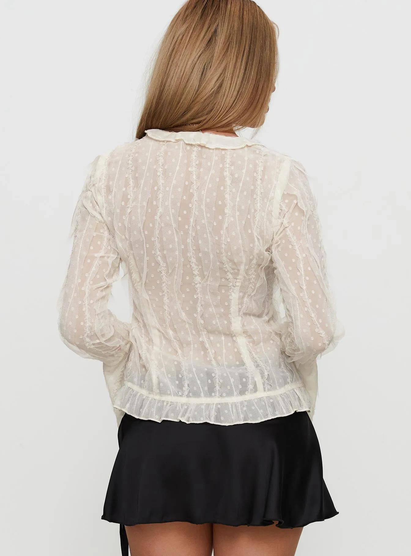Sainz Frill Long Sleeve Top Cream sold by Princess Polly product image thumbnail 5