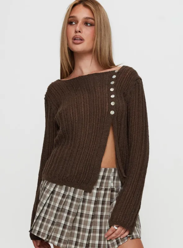 Lenker Knit Sweater Brown sold by Princess Polly