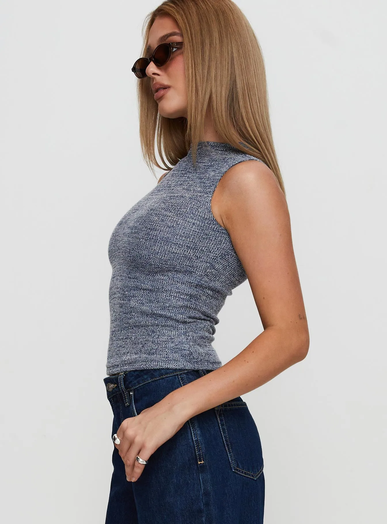 Get It Together High Neck Top Blue Marle sold by Princess Polly product image thumbnail 4