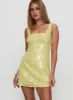 Dasha Mini Dress Yellow Sequin sold by Princess Polly