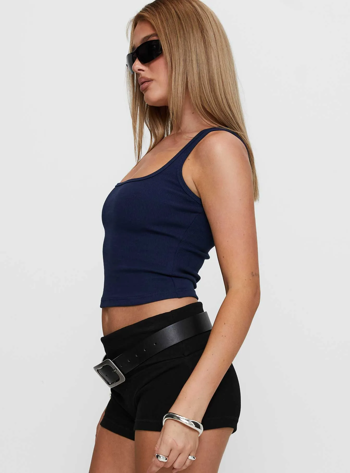Baseline Square Neck Rib Tank Top Navy sold by Princess Polly product image thumbnail 4